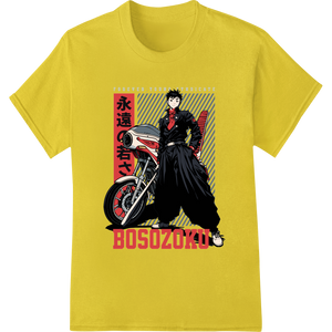 Bosozoku Biker: Edgy Anime DTF Print for Rebellious Style enhanced with professional custom apparel