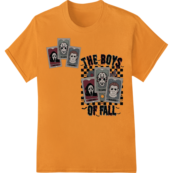 Haunting 'The Boys of Fall' Gothic DTF Print Heat Transfers on orange shirt - SUPERDTF-DTF Prints-DTF Transfers-Custom DTF Prints