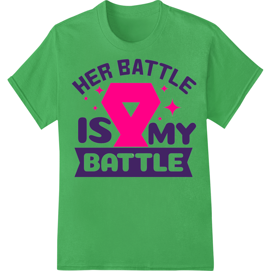 Her Brave Fight: Support Breast Cancer Awareness DTF Print on green shirt - SUPERDTF-DTF Prints-DTF Transfers-Custom DTF Prints