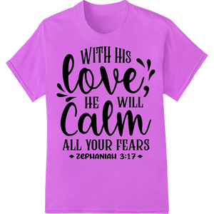 Calming Faith: Zephaniah 3:17 DTF Print Heat Transfer enhanced with professional digital printing