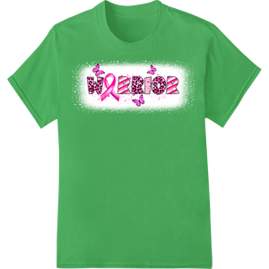 Breast Cancer Warrior Butterfly DTF Print Heat Transfer on green shirt - SUPERDTF-DTF Prints-DTF Transfers-Custom DTF Prints