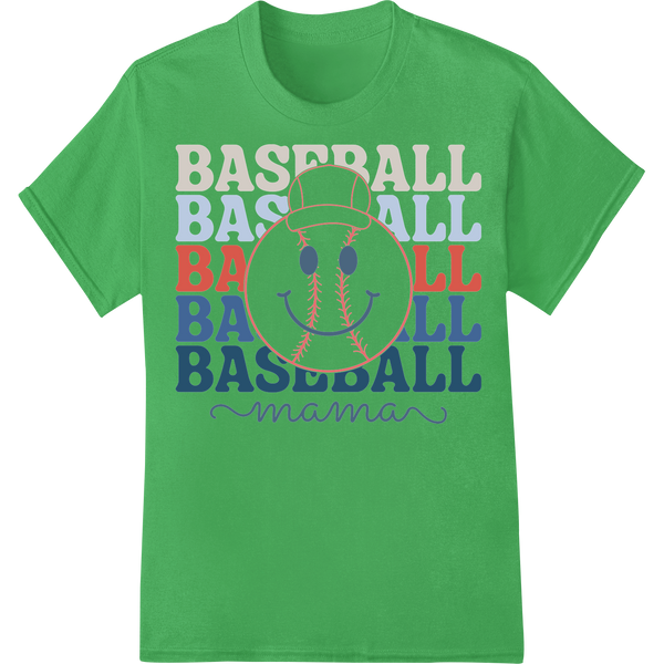 Proud BASEBALL mama | Fun DTF Print Heat Transfer Design on green shirt - SUPERDTF-DTF Prints-DTF Transfers-Custom DTF Prints