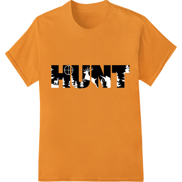 Bold Deer Silhouette - Hunting DTF Print Heat Transfer on orange shirt - SUPERDTF-DTF Prints-DTF Transfers-Custom DTF Prints