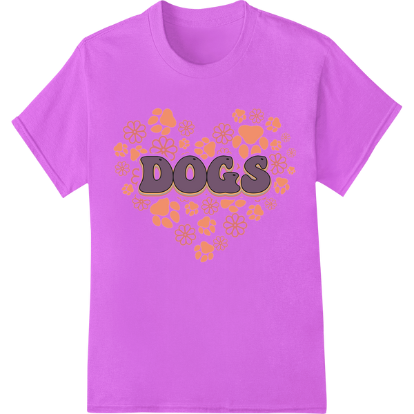 Pawsome Dog Mom Heart: Show Your Love for Your Furry Family on purple shirt - SUPERDTF-DTF Prints-DTF Transfers-Custom DTF Prints