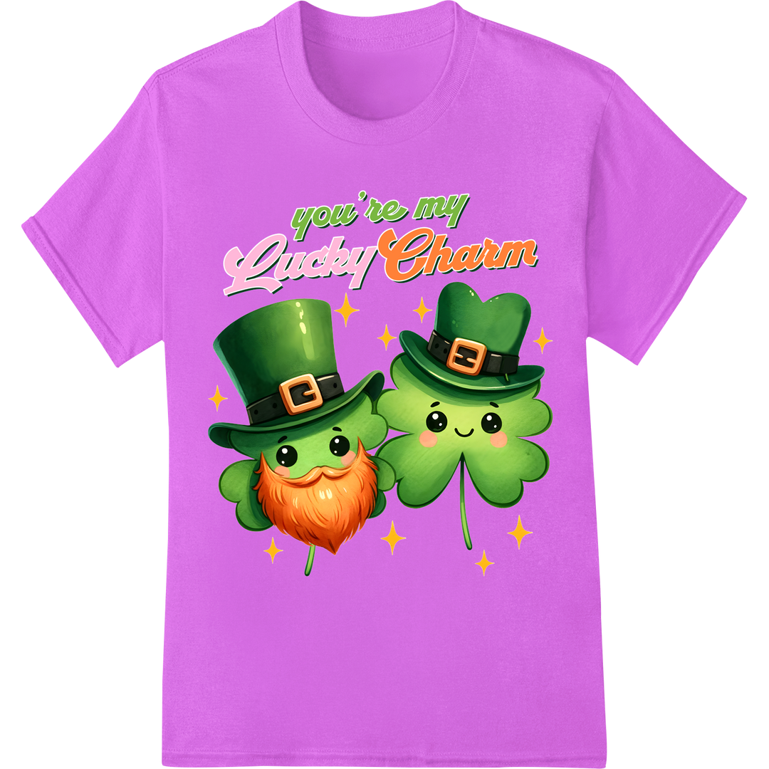 Lucky Charm Shamrocks Saint Patrick's Day DTF Print on purple shirt - SUPERDTF-DTF Prints-DTF Transfers-Custom DTF Prints