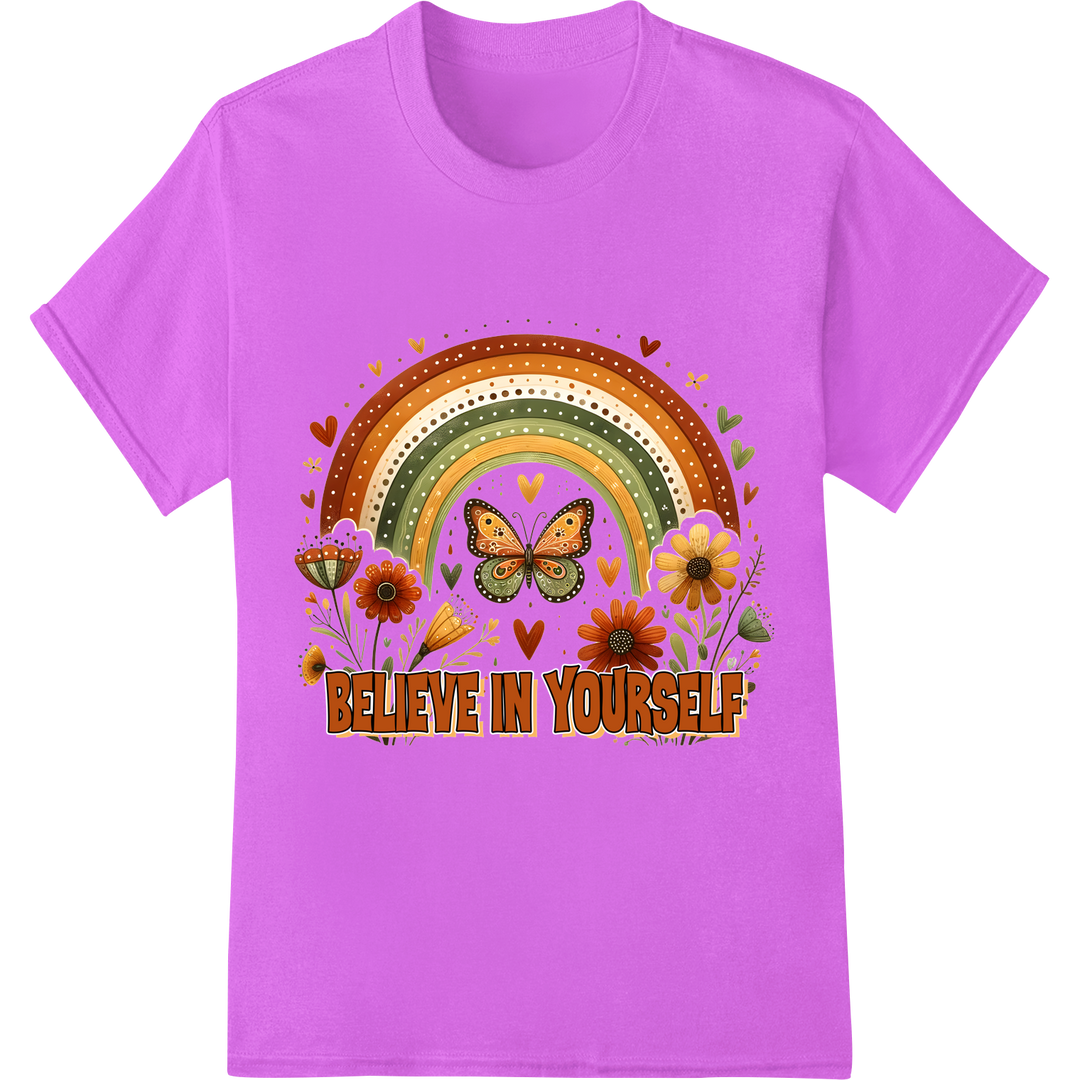 Inspire Self-Love: Vibrant Butterfly Mandala DTF Print on purple shirt - SUPERDTF-DTF Prints-DTF Transfers-Custom DTF Prints