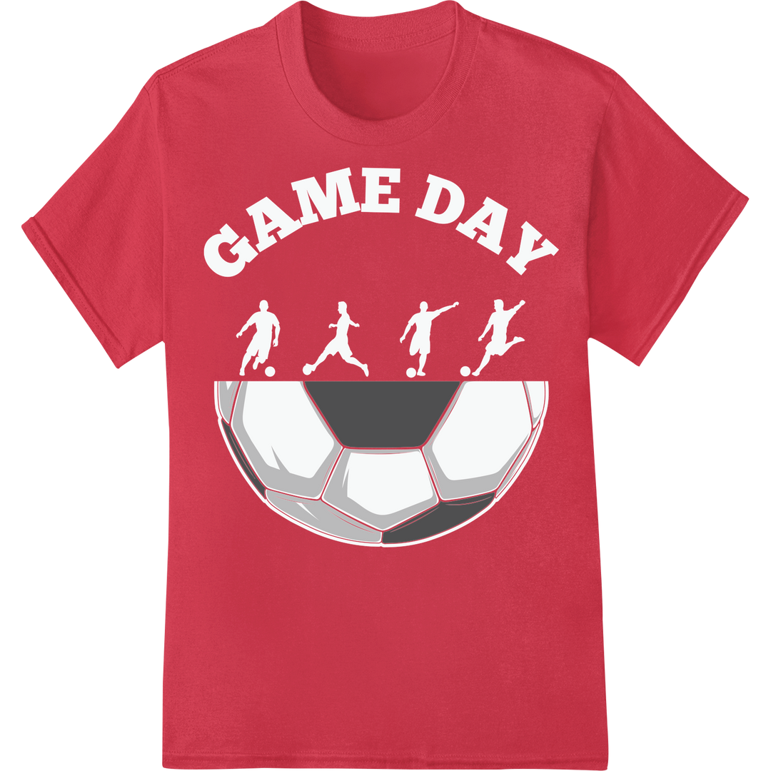 Bold Soccer Ball DTF Print Transfer - Elevate Your Game on red shirt - SUPERDTF-DTF Prints-DTF Transfers-Custom DTF Prints