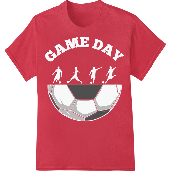 Bold Soccer Ball DTF Print Transfer - Elevate Your Game on red shirt - SUPERDTF-DTF Prints-DTF Transfers-Custom DTF Prints