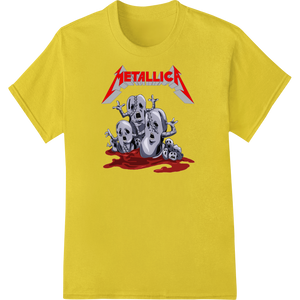 Expert custom t-shirts craftsmanship on Metallica Skull Pile - Edgy Metal Band DTF Print Transfer