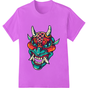 Fierce Oni Demon Mask Heat Transfer - Vivid Colors enhanced with professional t shirt prints