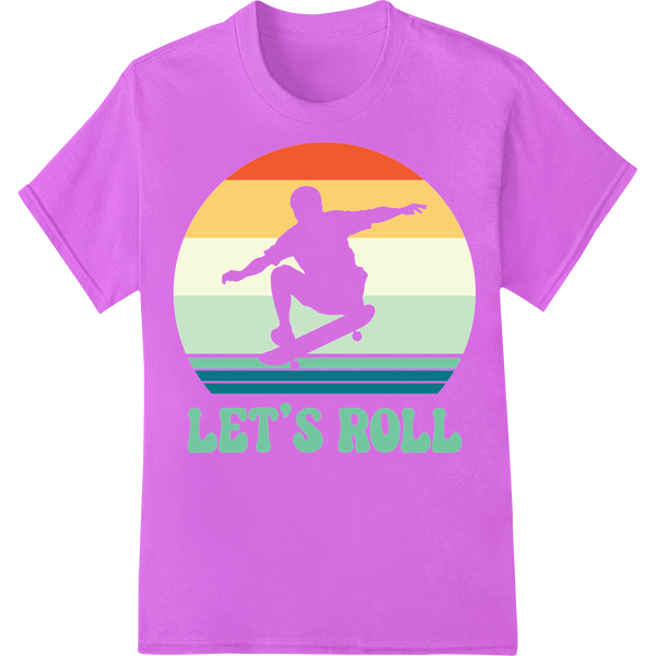 Retro 90s Skateboarder Silhouette DTF Heat Transfer Print on purple shirt - SUPERDTF-DTF Prints-DTF Transfers-Custom DTF Prints