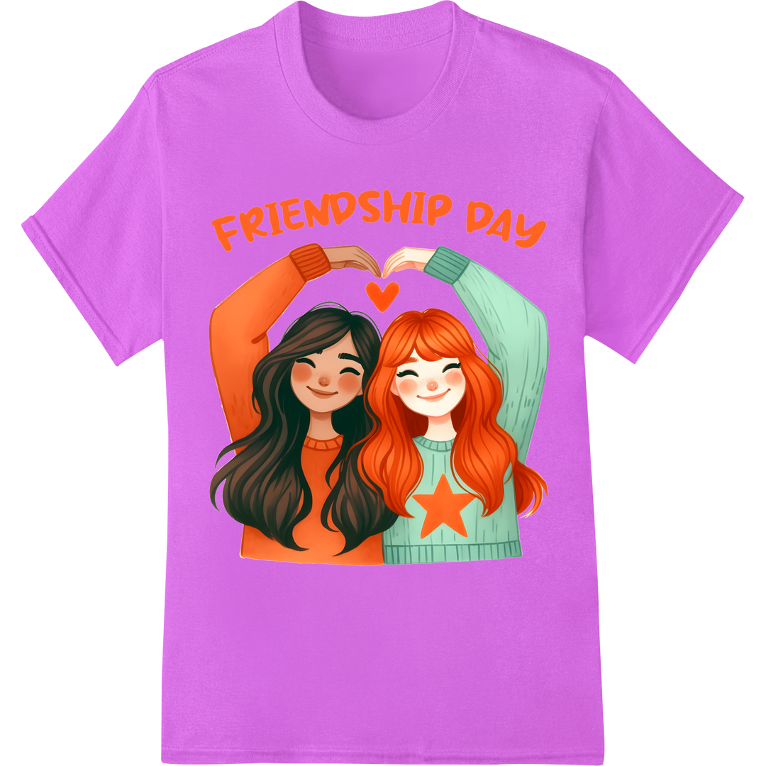 Celebrate Unbreakable Bonds with Cute Friendship Day DTF Print on purple shirt - SUPERDTF-DTF Prints-DTF Transfers-Custom DTF Prints