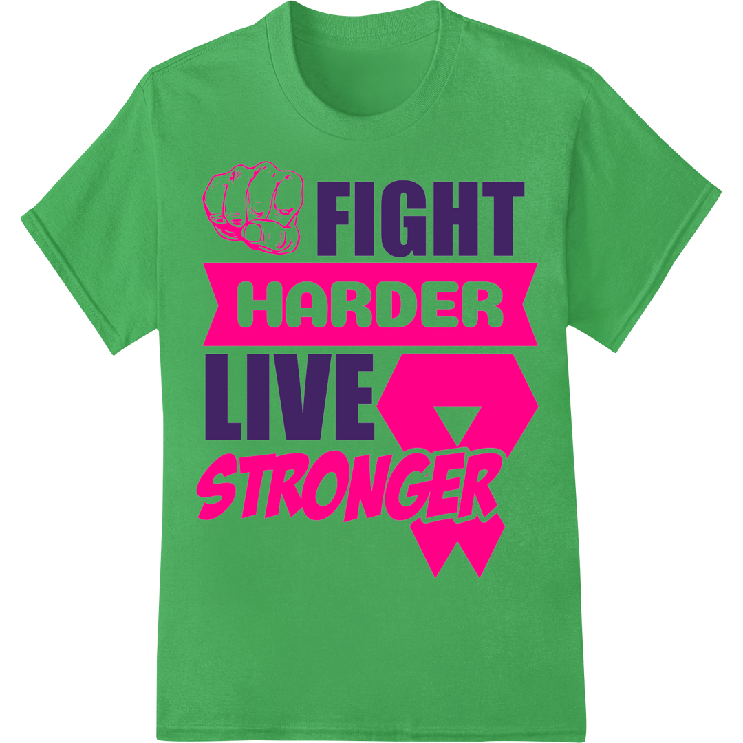 Empower Pink Breast Cancer Awareness Fist DTF Print Transfer on green shirt - SUPERDTF-DTF Prints-DTF Transfers-Custom DTF Prints