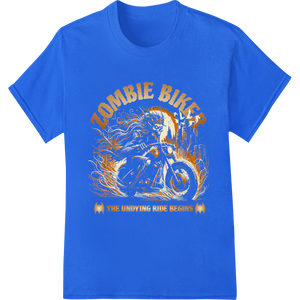 Vibrant innovative apparel printing print on Ride with the Undead: Zombie Biker DTF Print Heat Transfer