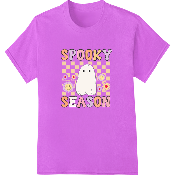 Adorable 'Spooky Season' Ghost DTF Print Heat Transfer on purple shirt - SUPERDTF-DTF Prints-DTF Transfers-Custom DTF Prints