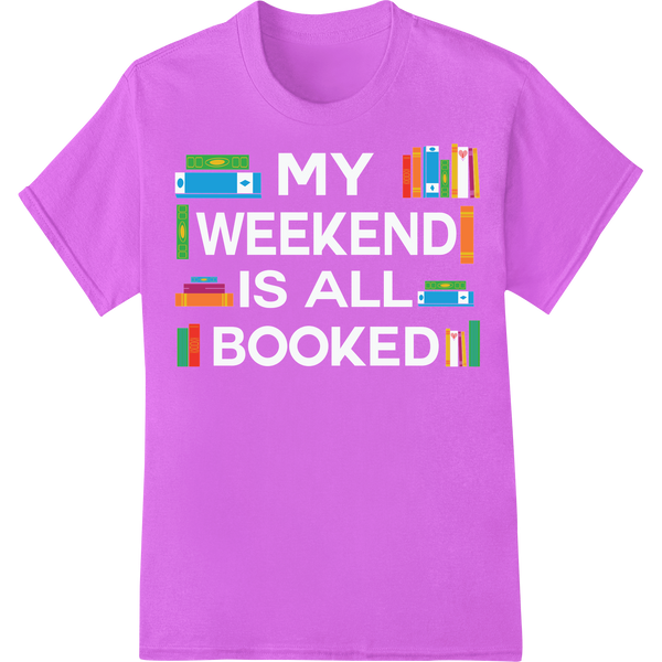 Vibrant Book Lovers' DTF Print for Teachers & Readers on purple shirt - SUPERDTF-DTF Prints-DTF Transfers-Custom DTF Prints