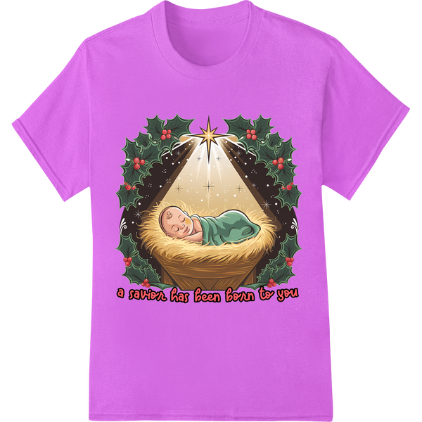 Nativity Joy: Celebrate the True Meaning of Christmas on purple shirt - SUPERDTF-DTF Prints-DTF Transfers-Custom DTF Prints