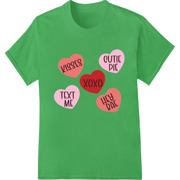 Adorable 'Groovy Valentine' Heat Transfer Print | Super DTF on green shirt - SUPERDTF-DTF Prints-DTF Transfers-Custom DTF Prints