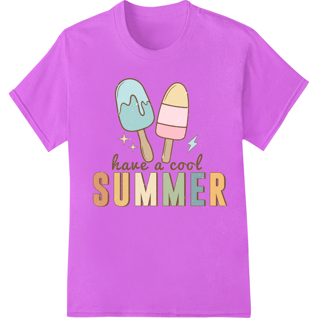 Retro Ice Cream Treats: Cool Summer Vibes DTF Print Transfer on purple shirt - SUPERDTF-DTF Prints-DTF Transfers-Custom DTF Prints