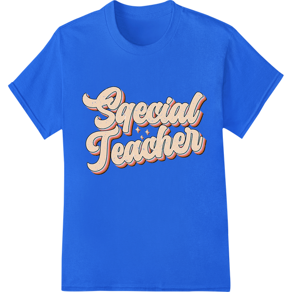 Retro 'Special Teacher' DTF Print Heat Transfer | Vintage on blue shirt - SUPERDTF-DTF Prints-DTF Transfers-Custom DTF Prints