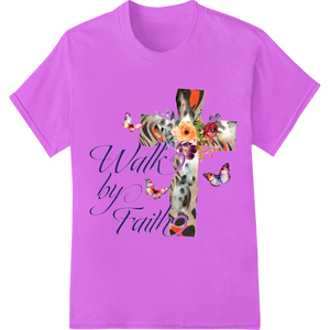 Innovative DTF printing technology design on Walk by Faith: Floral Cross Abstract Heat Transfer