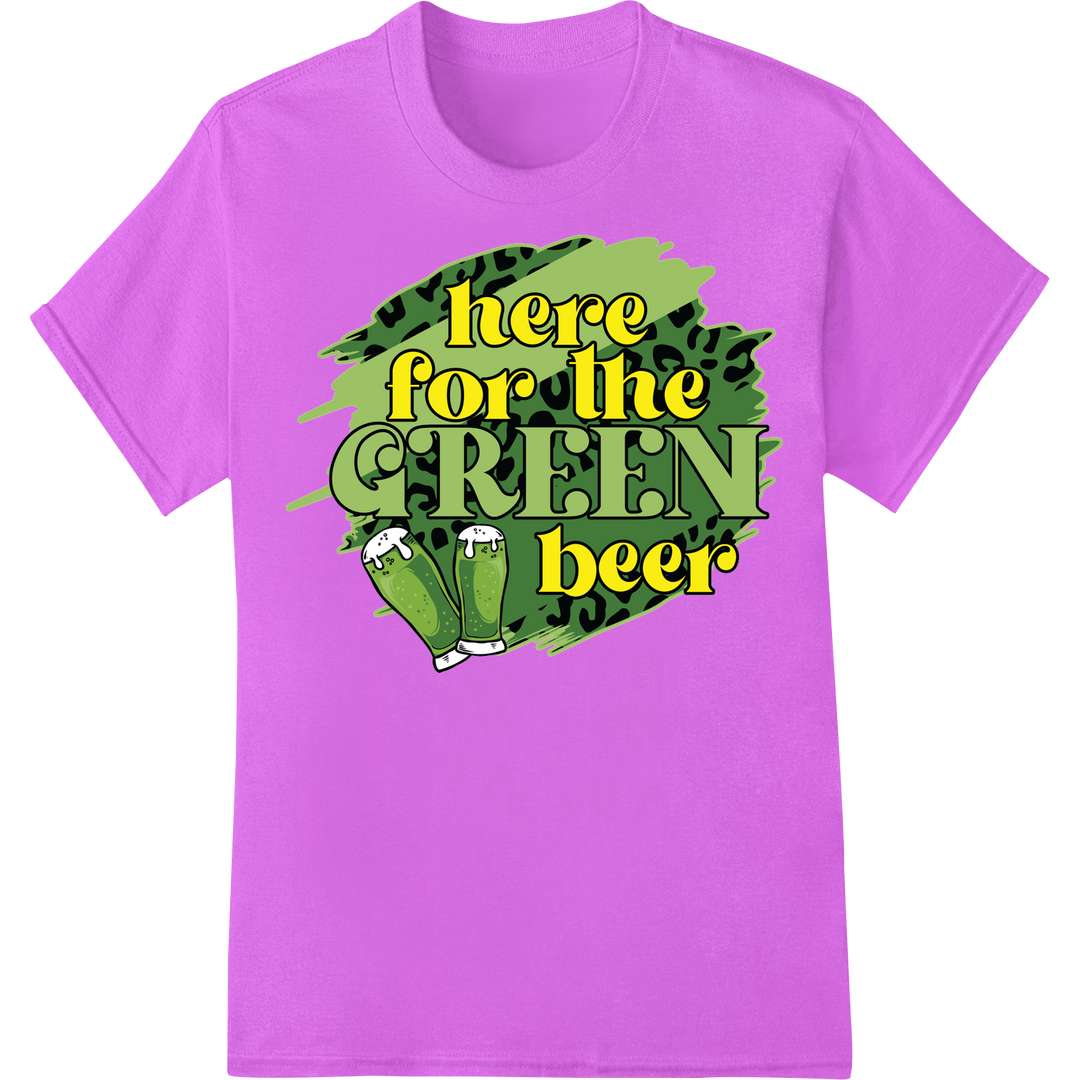 Shamrock & Roll with 'Here for the Green Beer' DTF Print on purple shirt - SUPERDTF-DTF Prints-DTF Transfers-Custom DTF Prints