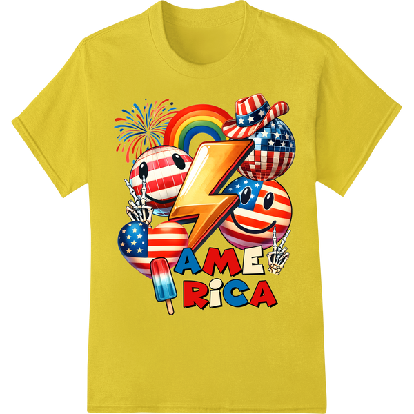 Vibrant Patriotic 4th of July DTF Transfer Print | USA Pride on yellow shirt - SUPERDTF-DTF Prints-DTF Transfers-Custom DTF Prints