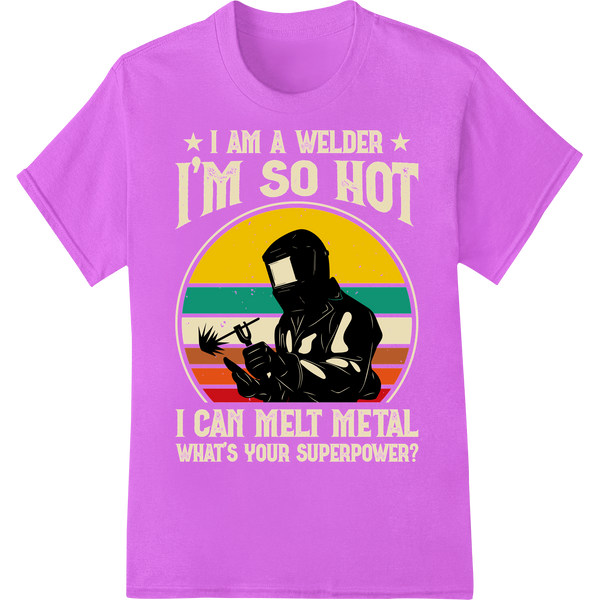 Vintage Welder Superhero | Funny Welding Gift DTF Print on purple shirt - SUPERDTF-DTF Prints-DTF Transfers-Custom DTF Prints