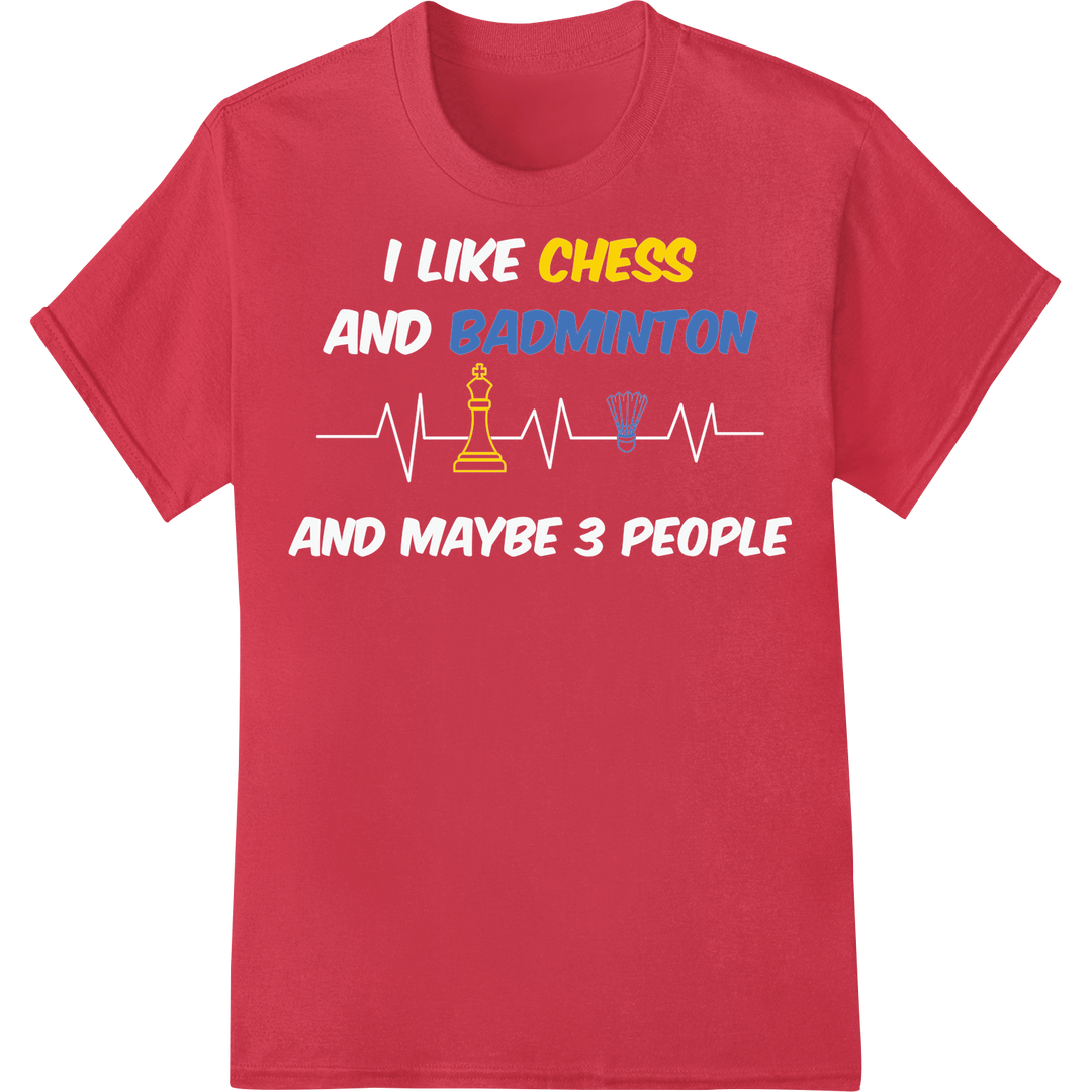 Clever Chess Badminton Mashup DTF Print Heat Transfer Design on red shirt - SUPERDTF-DTF Prints-DTF Transfers-Custom DTF Prints