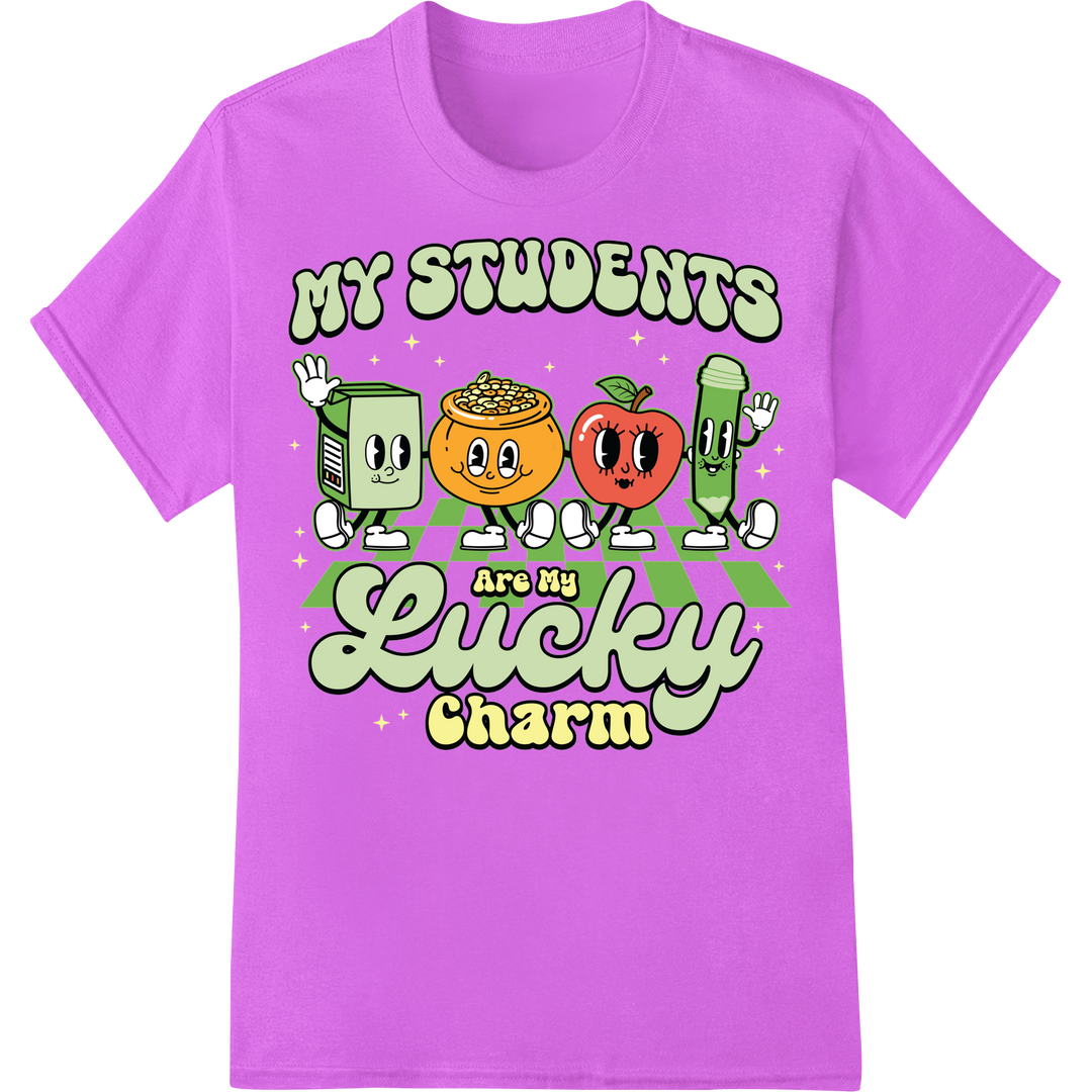 Adorable 'My Students Are Lucky Charm' Teacher St. Patrick's D on purple shirt - SUPERDTF-DTF Prints-DTF Transfers-Custom DTF Prints