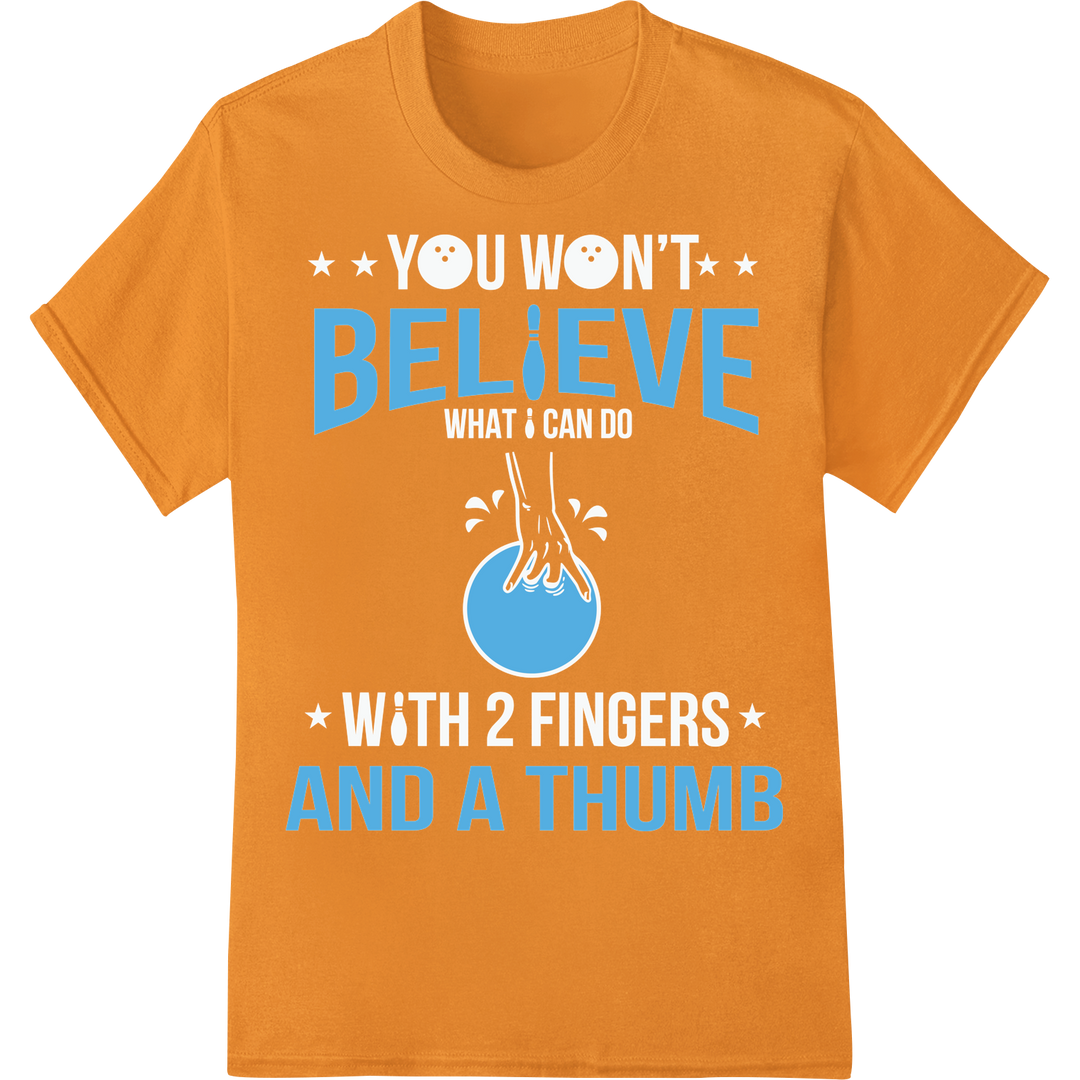 Believe & Achieve: Inspiring Bowling DTF Print Heat Transfer on orange shirt - SUPERDTF-DTF Prints-DTF Transfers-Custom DTF Prints