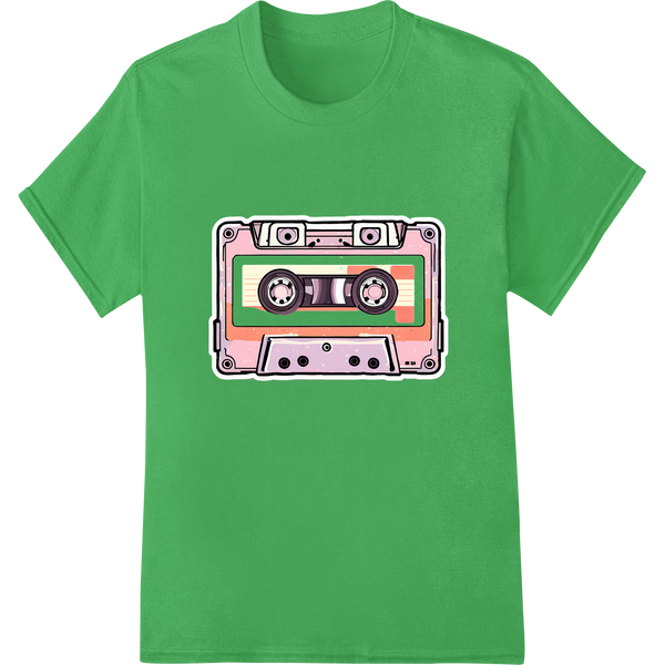 Retro Cassette DTF Print Heat Transfer | Vintage 80s Vibes on green shirt - SUPERDTF-DTF Prints-DTF Transfers-Custom DTF Prints