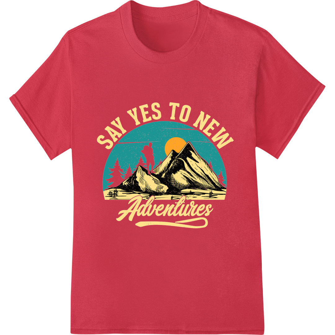 Embrace Adventure: Stunning Mountain DTF Print Heat Transfer on red shirt - SUPERDTF-DTF Prints-DTF Transfers-Custom DTF Prints