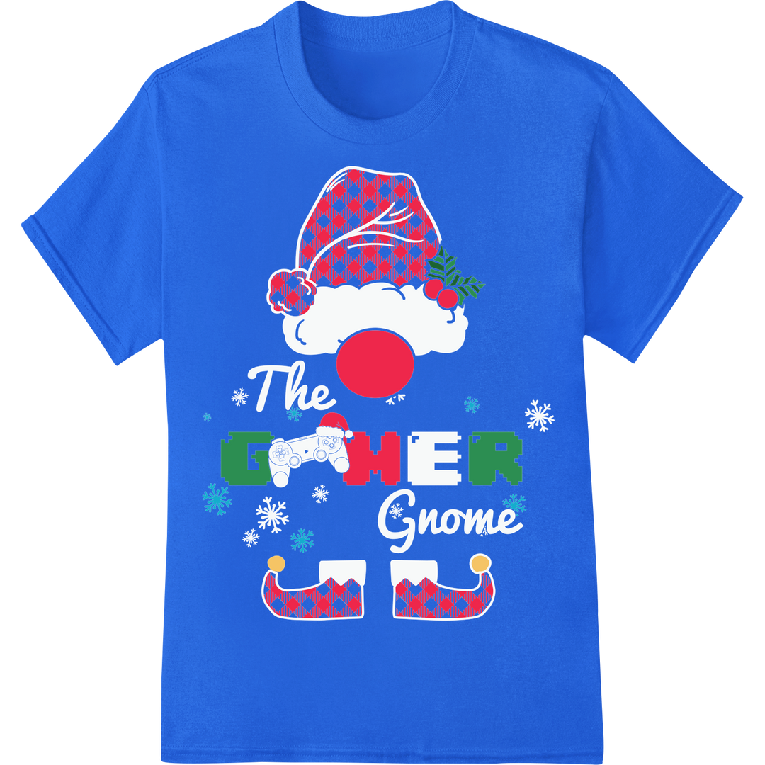 Festive Plaid Santa Hat GMR Christmas DTF Print Heat Transfer on blue shirt - SUPERDTF-DTF Prints-DTF Transfers-Custom DTF Prints