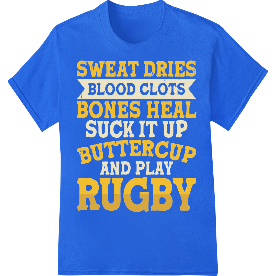 Gritty Rugby Motto DTF Print | Motivational Sports Transfer on blue shirt - SUPERDTF-DTF Prints-DTF Transfers-Custom DTF Prints