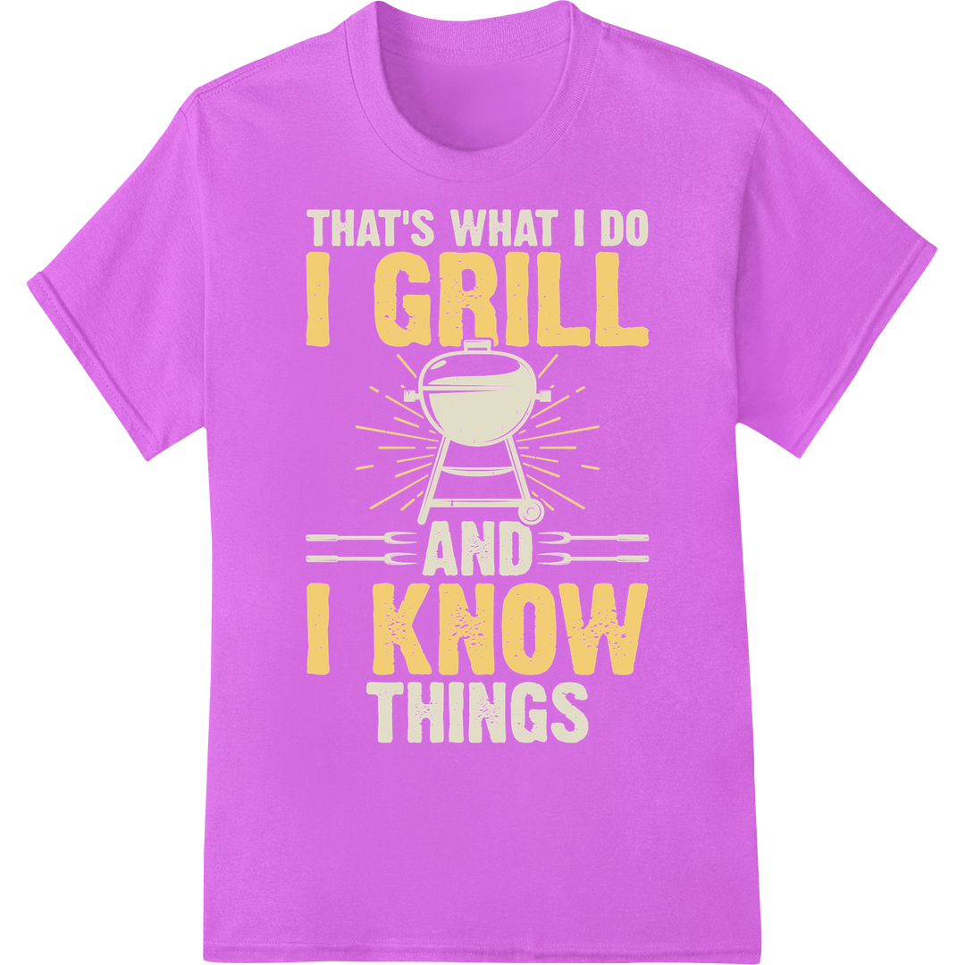 Witty Grill Master DTF Heat Transfer Print | BBQ Lifestyle on purple shirt - SUPERDTF-DTF Prints-DTF Transfers-Custom DTF Prints