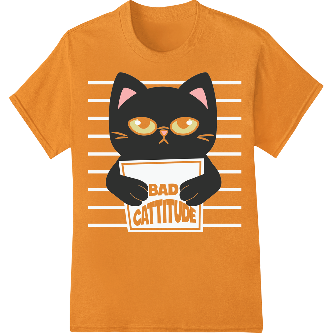 Spooky-Cute Halloween Cat DTF Print Heat Transfer on orange shirt - SUPERDTF-DTF Prints-DTF Transfers-Custom DTF Prints