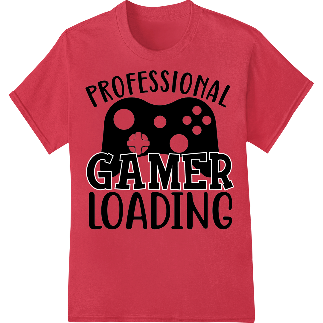 Level Up Your Style: Pro Gamer Loading DTF Print Transfer on red shirt - SUPERDTF-DTF Prints-DTF Transfers-Custom DTF Prints