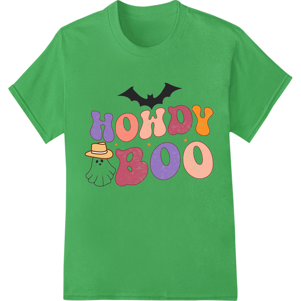 Premium quality custom t-shirts on Adorable 'Howdy Boo' Halloween Heat Transfer Design