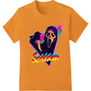 Durable high-quality t-shirt printing applied to Unleash Your Scream: Electrifying Neon Horror Art Print