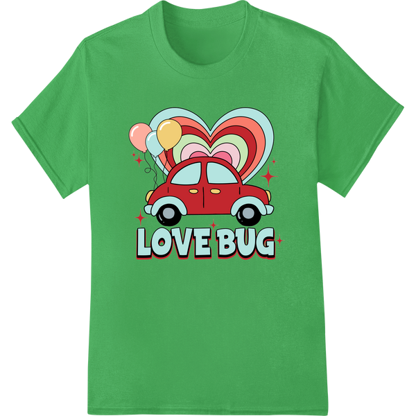 Adorable Retro 'Love Bug' DTF Print Heat Transfer on green shirt - SUPERDTF-DTF Prints-DTF Transfers-Custom DTF Prints