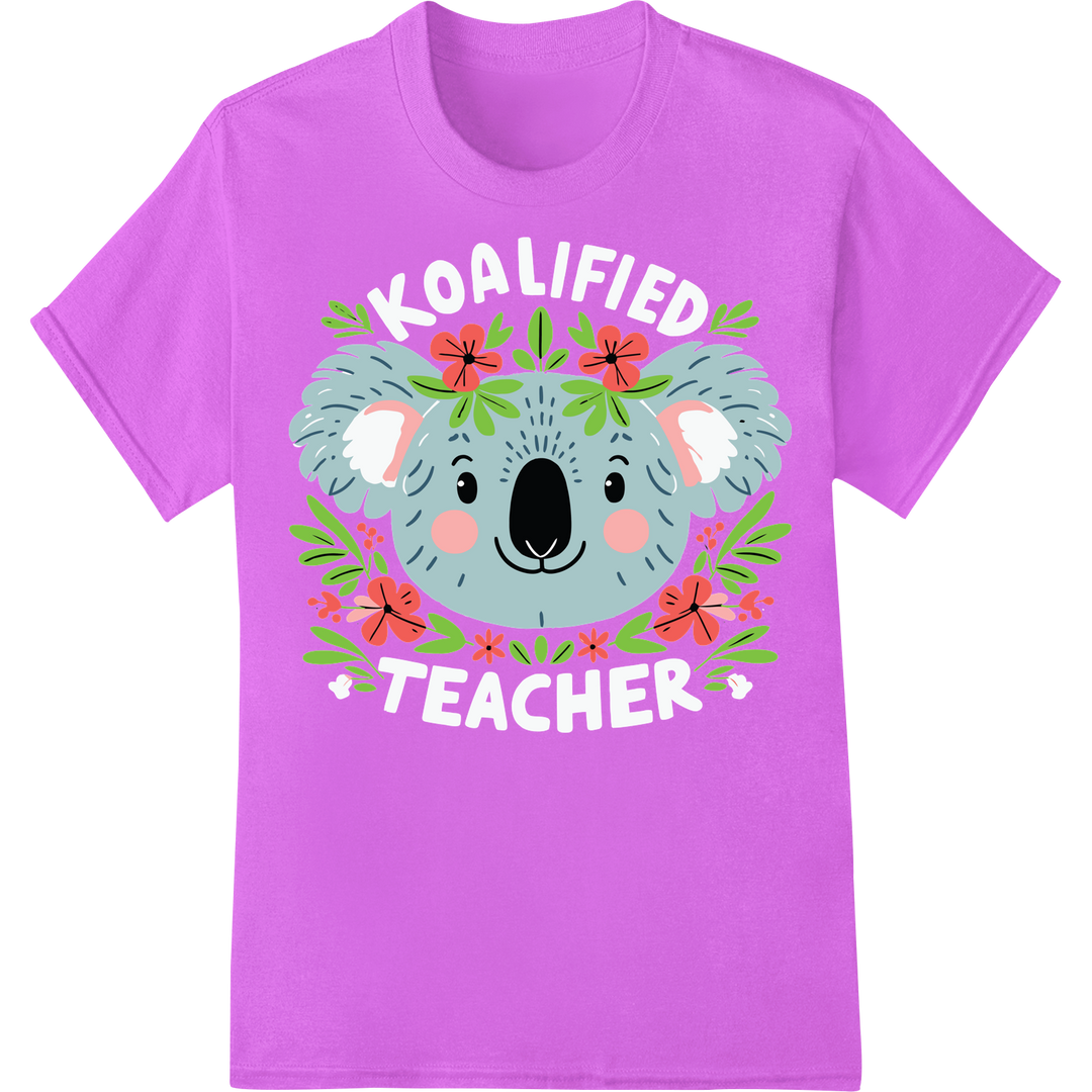 Adorable Koala Floral Heat Transfer Design | Super DTF on purple shirt - SUPERDTF-DTF Prints-DTF Transfers-Custom DTF Prints