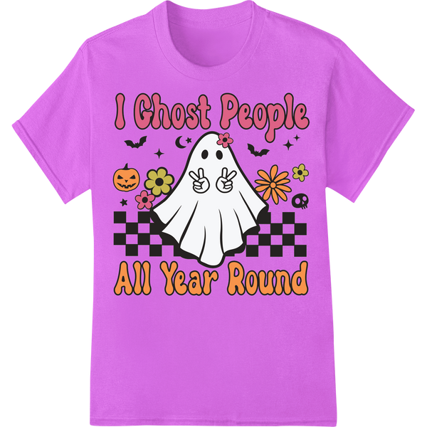 I Ghost People All Year Round - Funny Halloween Design on purple shirt - SUPERDTF-DTF Prints-DTF Transfers-Custom DTF Prints