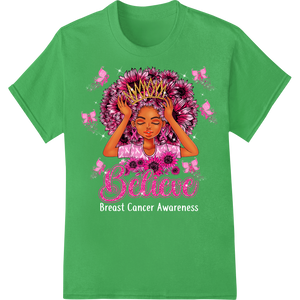 Believe in Magic: Adorable Girl with Flower Crown on green shirt - SUPERDTF-DTF Prints-DTF Transfers-Custom DTF Prints