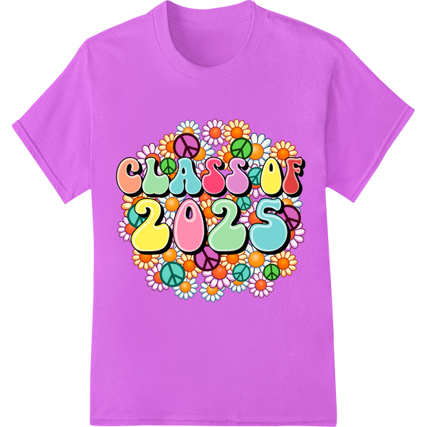 Vibrant Class of 2023 Floral Graduation DTF Print Transfer on purple shirt - SUPERDTF-DTF Prints-DTF Transfers-Custom DTF Prints