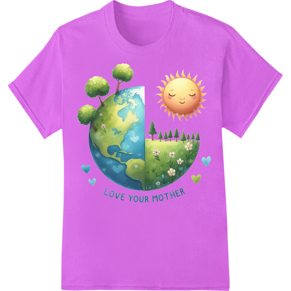 Embrace Earth Day: Vibrant Eco-Friendly DTF Transfer Print on purple shirt - SUPERDTF-DTF Prints-DTF Transfers-Custom DTF Prints