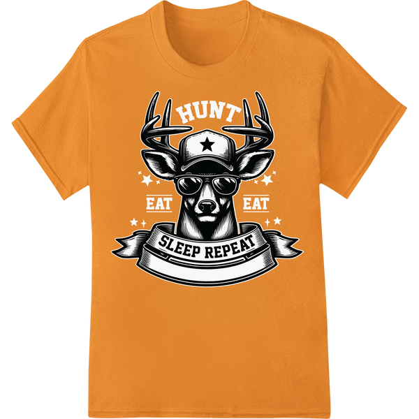 Bold Deer 'SLEEP REPEAT' DTF Print Heat Transfer | Hunting on orange shirt - SUPERDTF-DTF Prints-DTF Transfers-Custom DTF Prints