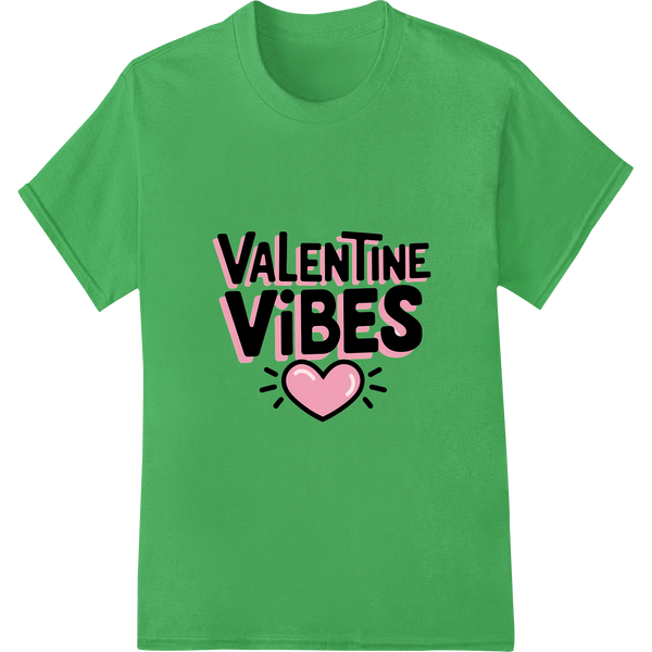 Valentine Vibes: Bold Pink Love DTF Print Heat Transfer on green shirt - SUPERDTF-DTF Prints-DTF Transfers-Custom DTF Prints