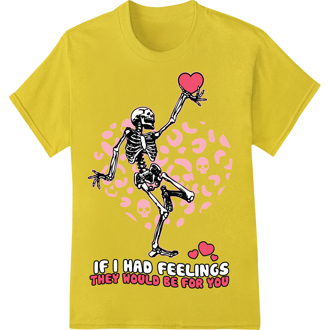 Skeleton's Love: Edgy Valentine's Day DTF Print Transfer on yellow shirt - SUPERDTF-DTF Prints-DTF Transfers-Custom DTF Prints