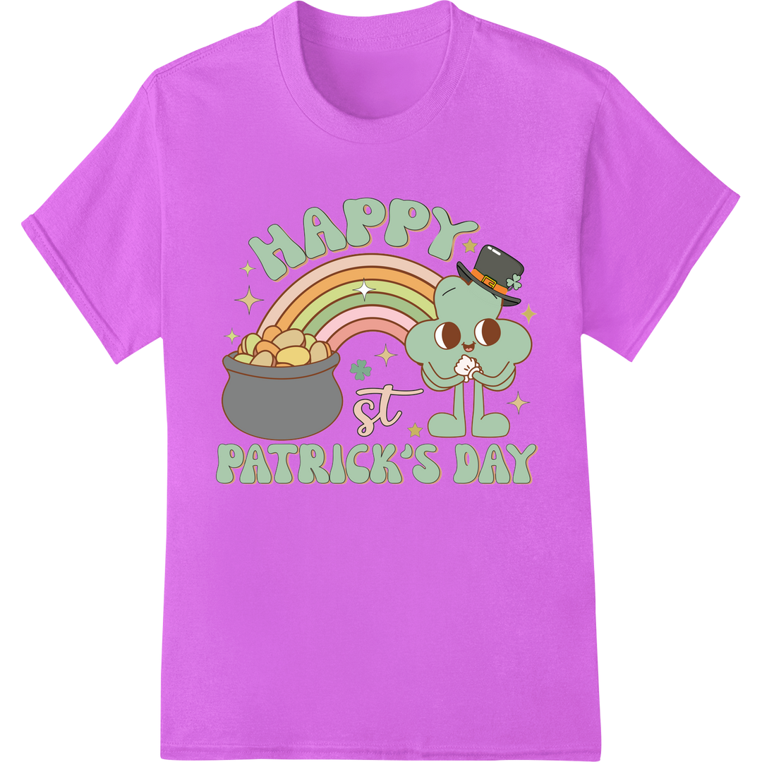 Retro Lucky Leprechaun St. Patrick's Day DTF Print Design on purple shirt - SUPERDTF-DTF Prints-DTF Transfers-Custom DTF Prints